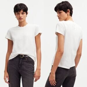 Madewell Premium Standard 01. The Shrunken Tee NQ456 Eyelet White Size XXS NWT